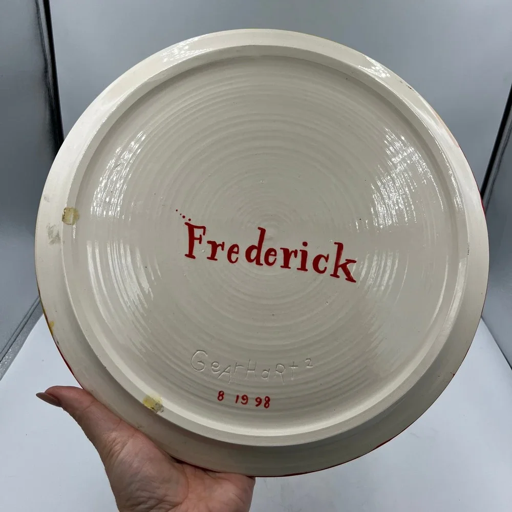 Gearhart Signed Studio Art Pottery Plate‎ Lance Vintage 90s Bold Geometric MCM